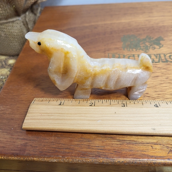 Vintage Carved Stone Onyx Marble Spaniel Dog Figurine - Picture 9 of 10